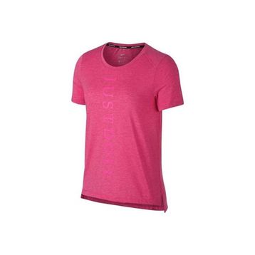 Nike 588194-100 Printed Miler Ss Vneck Kadın T-shirt