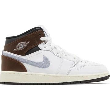 Nike Air Jordan 1 Mid SE Leather Sneaker Hakiki Deri Bilekli Günlük Beyaz Kahve Duman Unisex Spor Ayakkabı