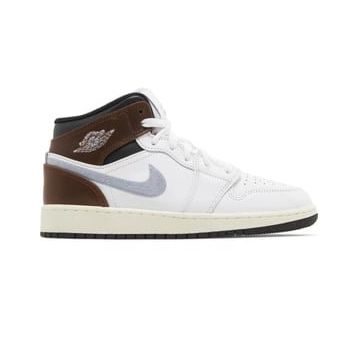 Nike Air Jordan 1 Mid SE Leather Sneaker Hakiki Deri Bilekli Günlük Beyaz Kahve Duman Unisex Spor Ayakkabı