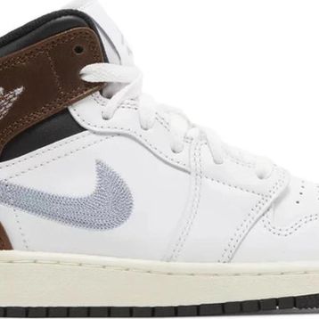 Nike Air Jordan 1 Mid SE Leather Sneaker Hakiki Deri Bilekli Günlük Beyaz Kahve Duman Unisex Spor Ayakkabı