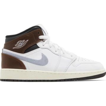 Nike Air Jordan 1 Mid SE Leather Sneaker Hakiki Deri Bilekli Günlük Beyaz Kahve Duman Unisex Spor Ayakkabı