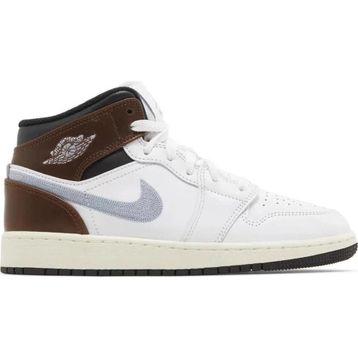 Nike Air Jordan 1 Mid SE Leather Sneaker Hakiki Deri Bilekli Günlük Beyaz Kahve Duman Unisex Spor Ayakkabı