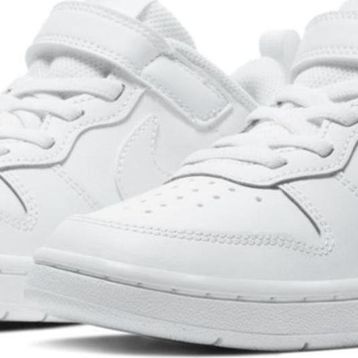 Nike Court Borough Low 2 Leather Sneaker Hakiki Deri Lastik İpli Bantlı Beyaz Unisex Spor Ayakkabı