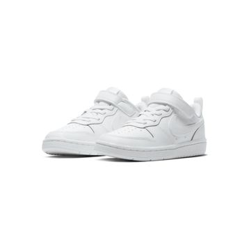 Nike Court Borough Low 2 Leather Sneaker Hakiki Deri Lastik İpli Bantlı Beyaz Unisex Spor Ayakkabı