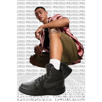 Nike Court Borough Mid Winter Leather Sneaker Hakiki Deri Bilekli Siyah Spor Ayakkabı