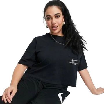 Nike DN4851-010 Sportswear Swoosh Siyah Kadın T-shirt