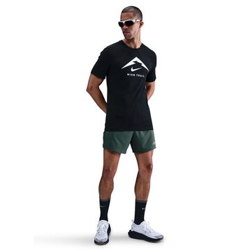 Nike FQ3914-014 Siyah Dri-Fit Tee Trail Logo Erkek Koşu T-Shirt