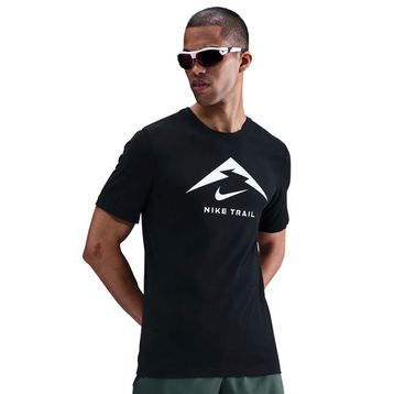 Nike FQ3914-014 Siyah Dri-Fit Tee Trail Logo Erkek Koşu T-Shirt