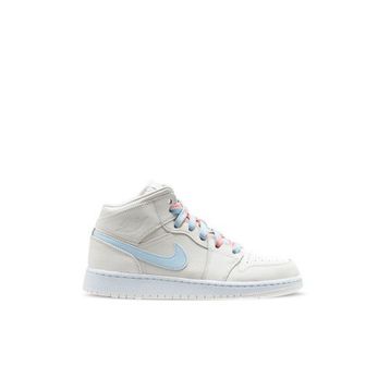Nike Jordan 1 MidMulti Color Swoosh Phantom Beyaz-Mavi Kadın Sneaker Ayakkabı