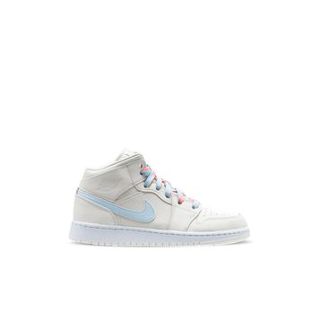 Nike Jordan 1 MidMulti Color Swoosh Phantom Beyaz-Mavi Kadın Sneaker Ayakkabı
