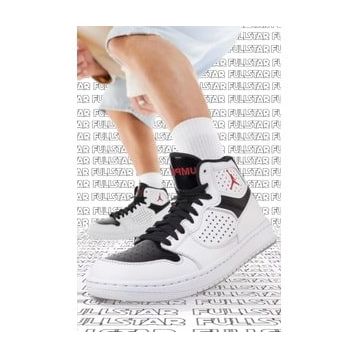 Nike Jordan Access Jumpman Leather Sneaker Hakiki Deri Bilekli Beyaz Siyah Spor Ayakkabı
