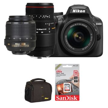 Nikon D3400 18-55mm + Sigma 70-300mm DSLR Fotoğraf Makinesi
