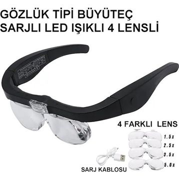Nikula 11537DC 4 Farklı Lens Şarjlı Gözlük Büyüteç