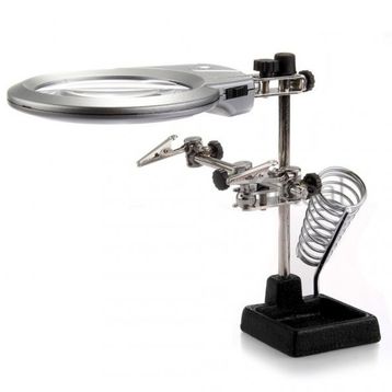 Nikula MG16129-B 130 mm 2.5 x 5 x Mercek Masa Üstü Ledli Mini Büyüteç Havya Stand PCB Tutucu