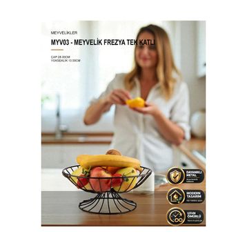 Nilşah Siyah Ferforje Frezya Ayaklı Meyvelik