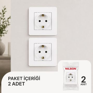 Nilson Selene Beyaz Topraklı Çerçeveli Priz