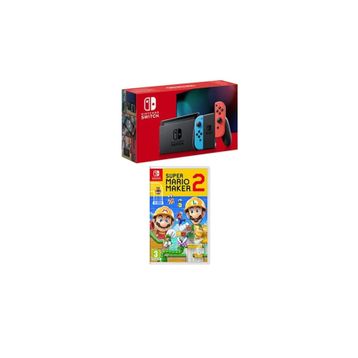 Nintendo Switch Neon Red Blue Konsol + Super Mario Maker 2 Oyun