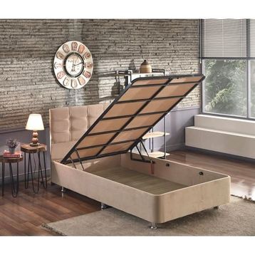 Niron 120x200 cm Sütlü Kahve Soho Kumaş Polo Baza ve Başlık Seti
