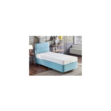 Niron Cozy 100x200 cm Mavi Tek Kişilik Baza Başlık Yatak Seti