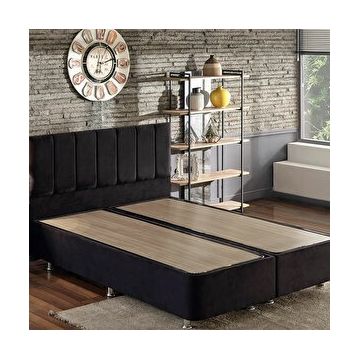 Niron Ela 150x200 cm Silinebilir Soho Kumaş Çift Kişilik Siyah Kumaş Baza Ve Başlığı