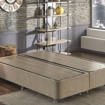 Niron Ela 200x200 cm Sütlü Kahve Silinebilir Soho Kumaş Çift Kişilik Kumaş Baza Ve Başlığı