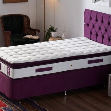 Niron Purple 80x200 cm Çift Kişilik Yatak Baza Başlık Takımı