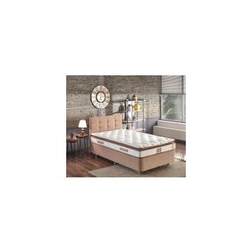 Niron Queen 120x200 cm Bir Buçuk Kişilik Pedli Sütlü Kahve Kumaş Baza Başlık Ve Yatak Takımı
