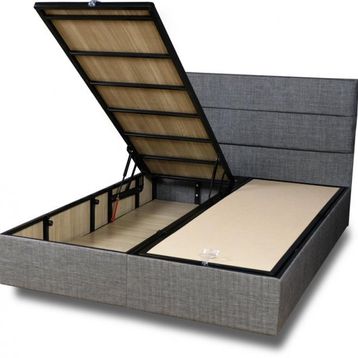 Niron Silver Baza ve Başlık Seti 180x200 cm Çift Kişilik Kaydırmaz Kumaşlı Gri Keten Baza ve Başlığı