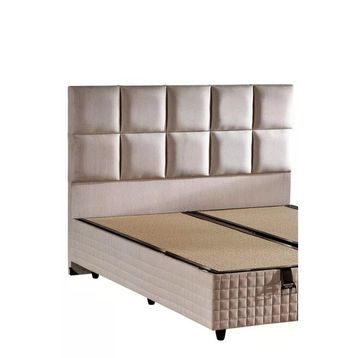 Niron Star 120x200 cm Tek Kişilik Krem Keten Kumaşlı Lüks Baza ve Başlık Takımı