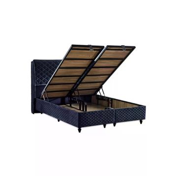 Niron Yatak Baklava Antrasit Kumaş 120x200 cm Tek Kişilik Metal Baza ve Başlık Takımı