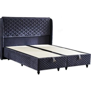 Niron Yatak Baklava Antrasit Kumaş 120x200 cm Tek Kişilik Metal Baza ve Başlık Takımı