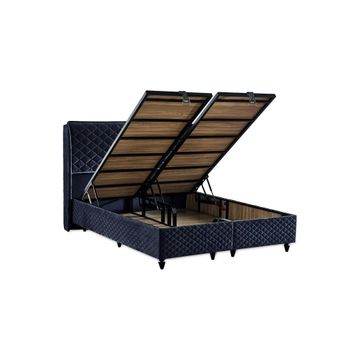 Niron Yatak Baklava Antrasit Kumaş 120x200 cm Tek Kişilik Metal Baza ve Başlık Takımı