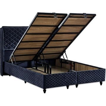 Niron Yatak Baklava Antrasit Kumaş 120x200 cm Tek Kişilik Metal Baza ve Başlık Takımı