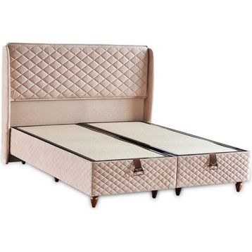 Niron Yatak Baklava Krem Kumaş 100x200 cm Tek Kişilik Metal Baza ve Başlık Takımı
