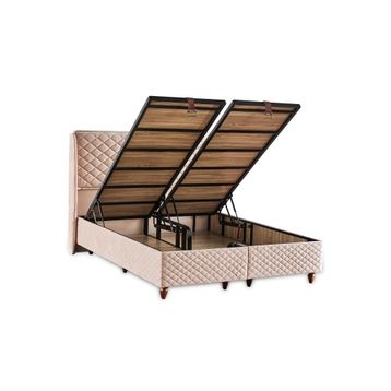 Niron Yatak Baklava Krem Kumaş 120x200 cm Tek Kişilik Metal Baza ve Başlık Takımı