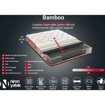 Niron Yatak Bamboo 80X180 CM Tek Kişilik Tam Ortopedik Orta Sert Yaylı Yatak