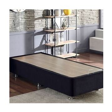 Niron Yatak Ela 100x200 cm Silinebilir Soho Kumaş Tek Kişilik Sandıklı Siyah Kumaş Baza