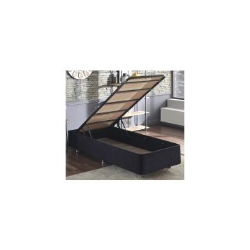 Niron Yatak Ela 100x200 cm Silinebilir Soho Kumaş Tek Kişilik Sandıklı Siyah Kumaş Baza