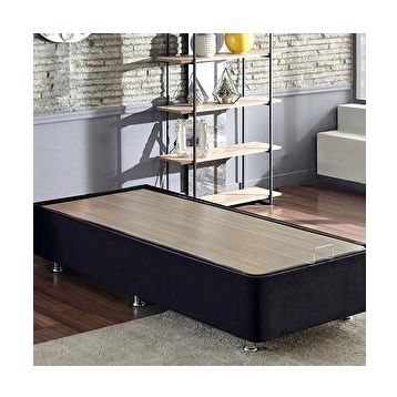 Niron Yatak Ela 100x200 cm Silinebilir Soho Kumaş Tek Kişilik Sandıklı Siyah Kumaş Baza