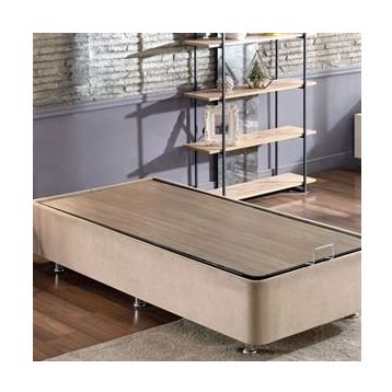 Niron Yatak Ela 100x200 cm Silinebilir Soho Kumaş Tek Kişilik Sandıklı Sütlü Kahve Kumaş Baza