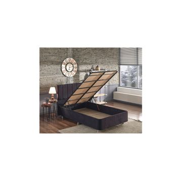 Niron Yatak Ela 120x200 cm Tek Kişilik Siyah Silinebilir Soho Kumaş Baza ve Başlık Seti
