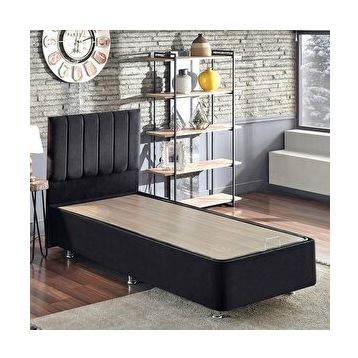 Niron Yatak Ela 120x200 cm Tek Kişilik Siyah Silinebilir Soho Kumaş Baza ve Başlık Seti