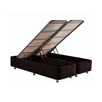 Niron Yatak Ela 150x200 cm Silinebilir Soho Kumaş Çift Kişilik Sandıklı Siyah Kumaş Baza