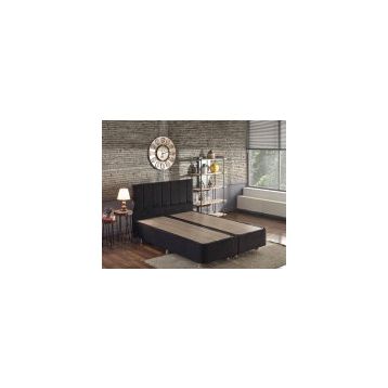 Niron Yatak Ela 160x200 cm Silinebilir Soho Kumaş Çift Kişilik Siyah Kumaş Baza Ve Başlığı