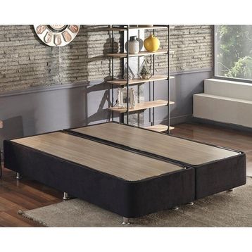 Niron Yatak Ela 180x200 cm Çift Kişilik Sandıklı Siyah Kumaş Baza