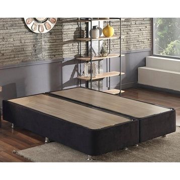 Niron Yatak Ela 180x200 cm Çift Kişilik Sandıklı Siyah Kumaş Baza