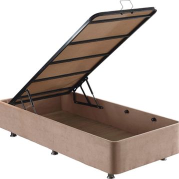 Niron Yatak Ela 80x180 cm Sandıklı Sütlü Kahve Tek Kişilik Kumaş Baza