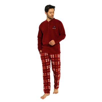 Nisanca Kışlık Sıcak Tutan Polar Bordo Erkek Pijama Takımı