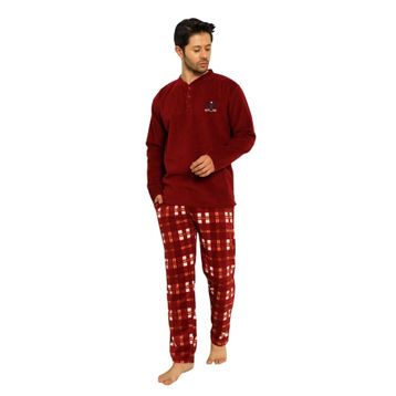 Nisanca Kışlık Sıcak Tutan Polar Bordo Erkek Pijama Takımı