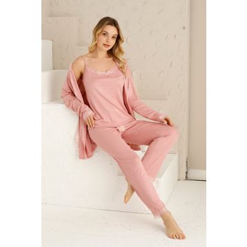 Nisanca Sabahlıklı Dantel Detaylı Pegasus Çeyizlik Takım Kadın Pijama Takımı
